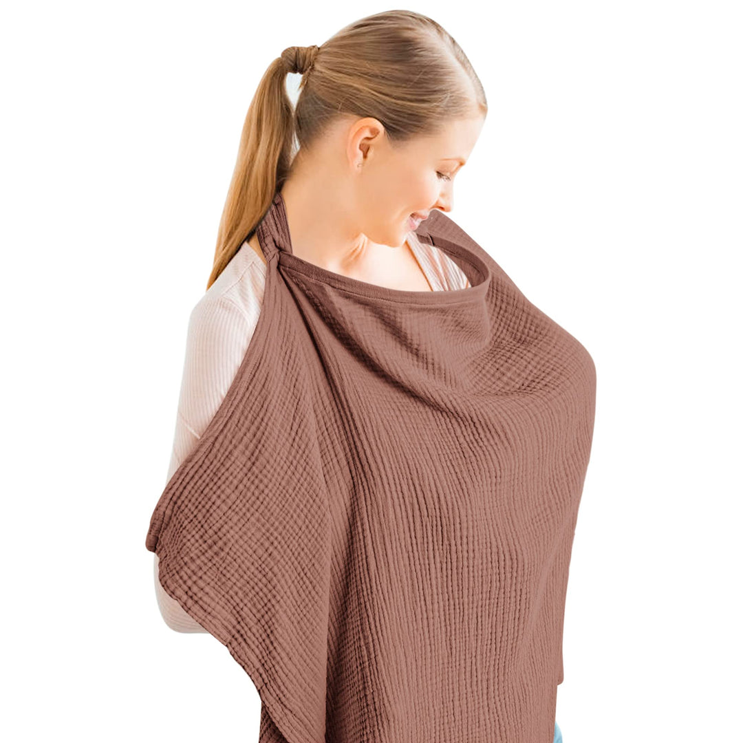Konssy Muslin Nursing Cover Up for Breastfeeding with Rigid Hoop 100% Cotton Nursing Apron, Lightweight & Breathable, Carseat Canopy, Breast Feeding Covers for Women