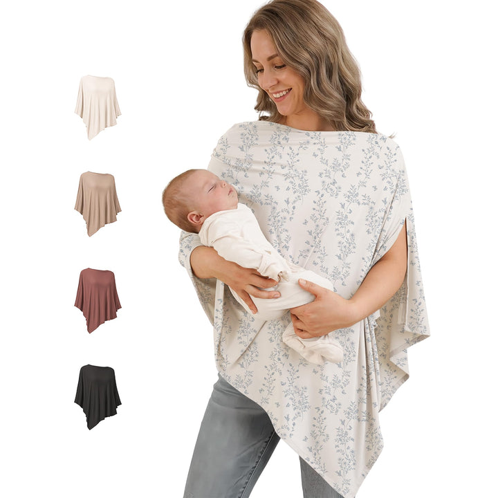 Konssy Rayon Made from Bamboo Nursing Cover for Breastfeeding Buttery Soft, Breathable & Stretchy, Wearable Nursing Poncho, Multi-Use Car Seat Canopy, 360° Full Privacy
