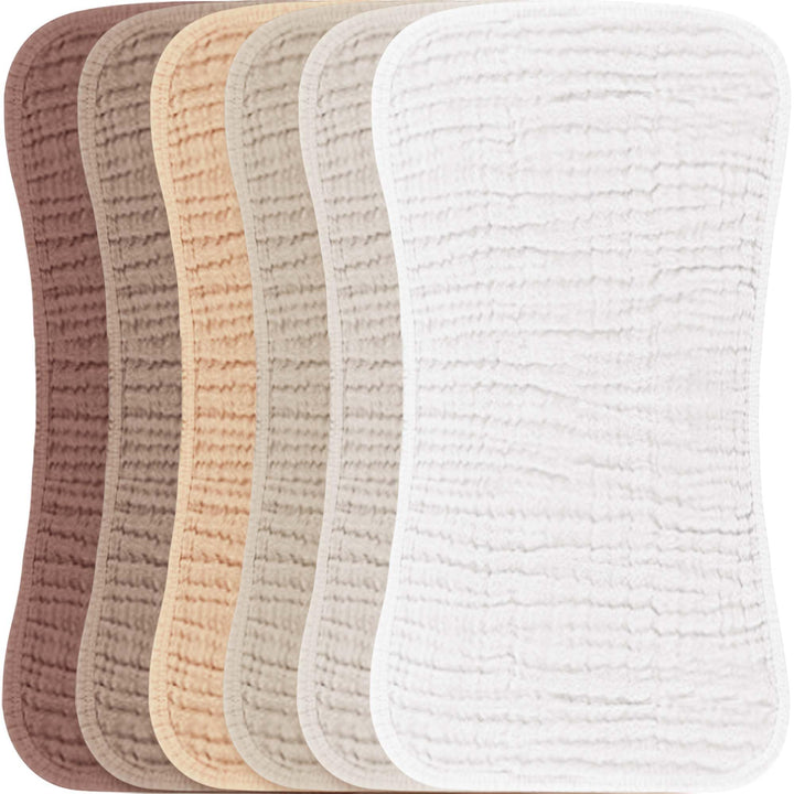 Konssy 6 Pack Large Muslin Baby Burp Cloths and Burp Rags Set for Newborn 100% Cotton, Super Soft & Absorbent, Shrink Resistant, Easy to Wash & Dry, Suitable for Unisex Boys & Girls