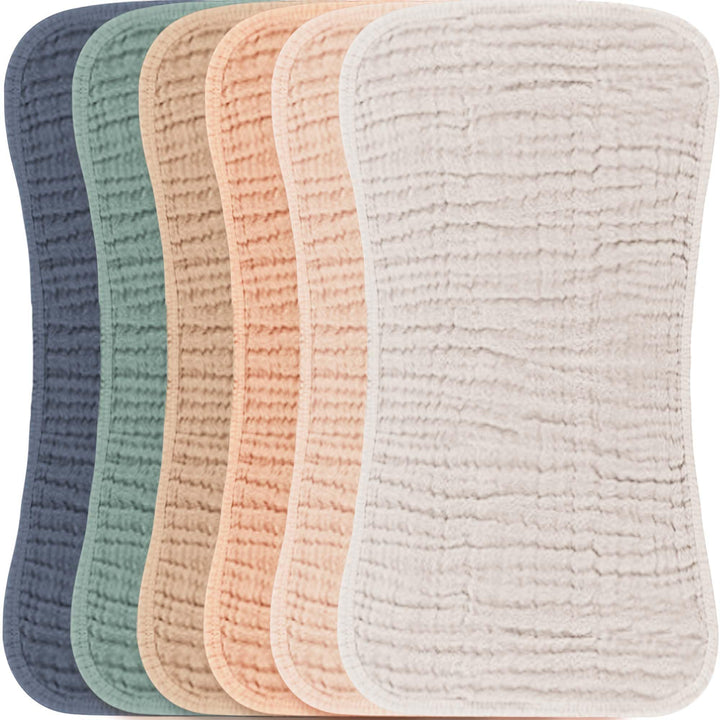 Konssy 6 Pack Large Muslin Baby Burp Cloths and Burp Rags Set for Newborn 100% Cotton, Super Soft & Absorbent, Shrink Resistant, Easy to Wash & Dry, Suitable for Unisex Boys & Girls