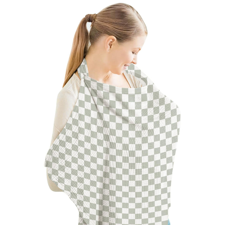 Konssy Muslin Nursing Cover Up for Breastfeeding with Rigid Hoop 100% Cotton Nursing Apron, Lightweight & Breathable, Carseat Canopy, Breast Feeding Covers for Women