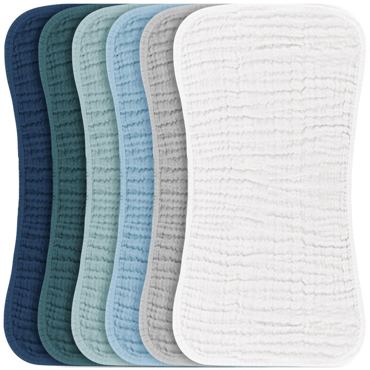 Konssy 6 Pack Large Muslin Baby Burp Cloths and Burp Rags Set for Newborn 100% Cotton, Super Soft & Absorbent, Shrink Resistant, Easy to Wash & Dry, Suitable for Unisex Boys & Girls