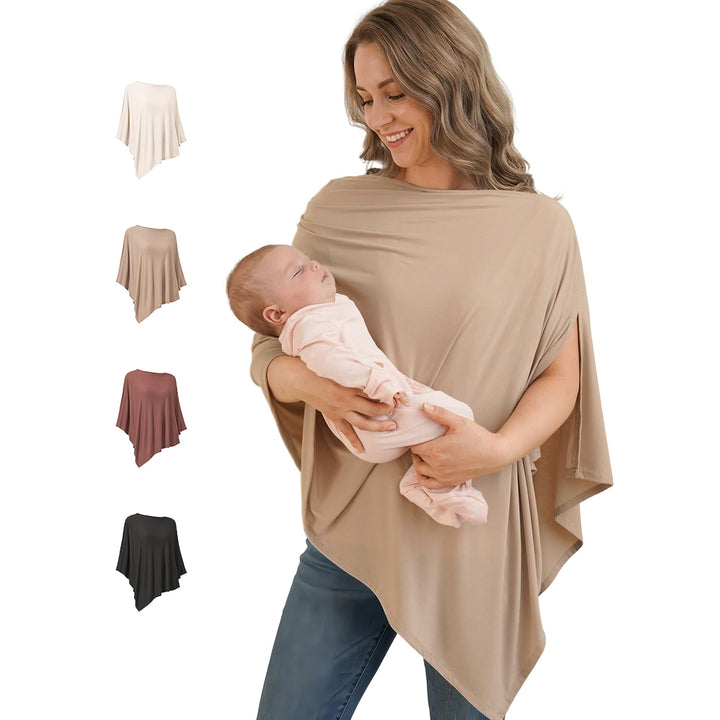 Konssy Rayon Made from Bamboo Nursing Cover for Breastfeeding Buttery Soft, Breathable & Stretchy, Wearable Nursing Poncho, Multi-Use Car Seat Canopy, 360° Full Privacy