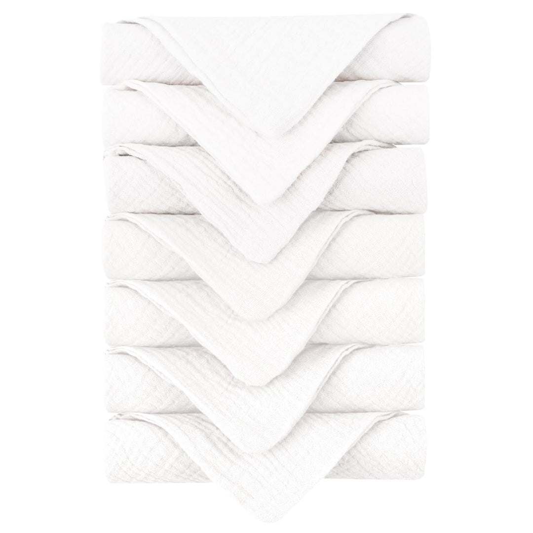 Konssy 7 Pack Muslin Baby Washcloths, Burp Cloths & Wash Cloths for Babies 11 x 11 In, 100% Cotton, Ultra-Soft & Absorbent, Machine Washable, Baby Bath Towels for Newborns, Girls & Boys