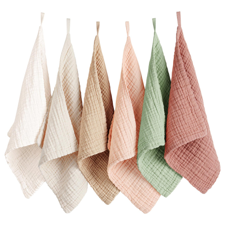 Konssy 6 Pack Face Cloths, 100% Muslin Cotton Wash Cloth for Washing Face 11" x 11" Facial Washcloths for Women, Soft & Reusable, for Sensitive Skin, Makeup Remover Cloths for Daily Cleansing