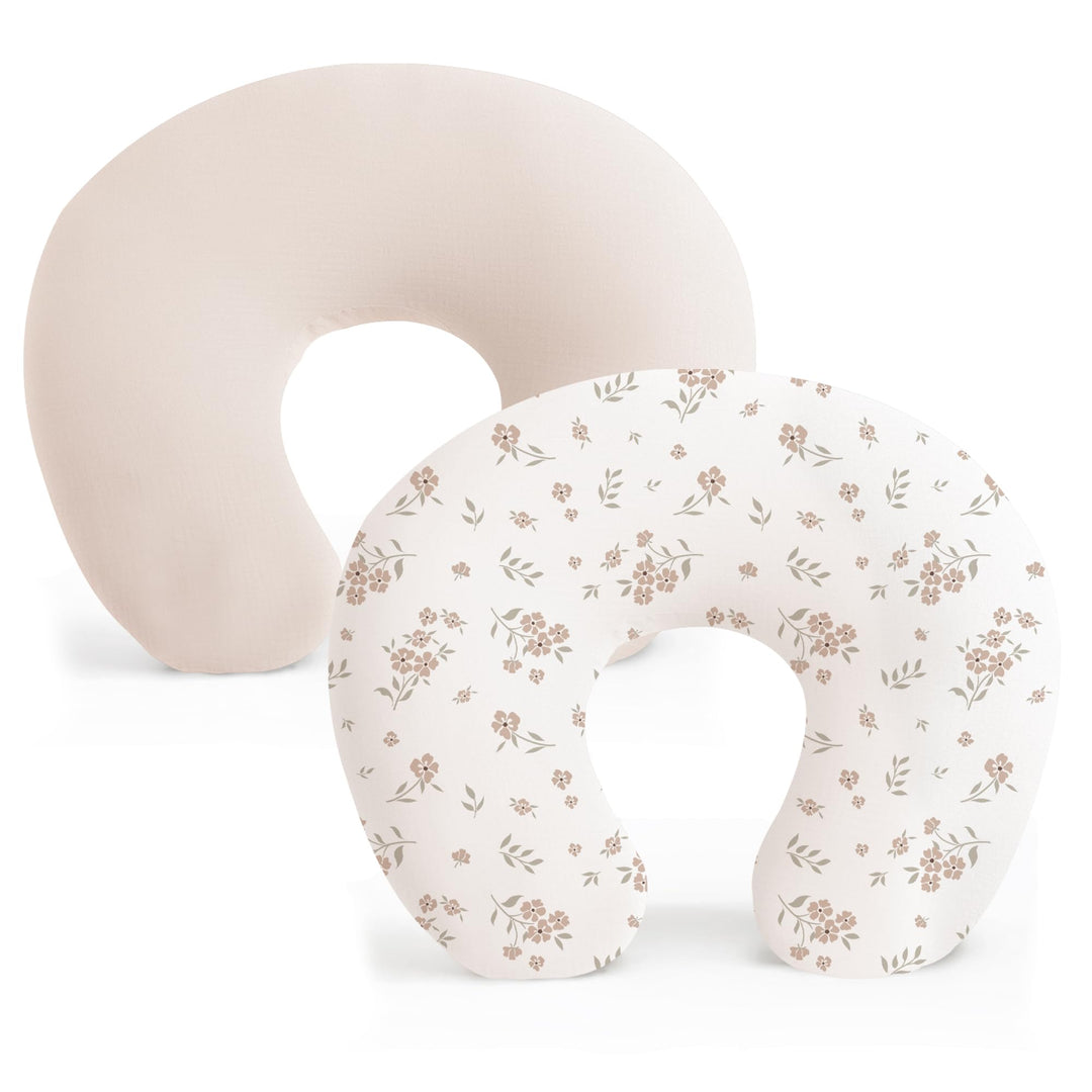 Konssy 2 Pack Nursing Pillow Covers, Soft Stretchy Cover for Breastfeeding Covers Only, Milk Silk Fabric, Breathable & Machine Washable, Slipcovers for Newborn Baby Boy Girl,