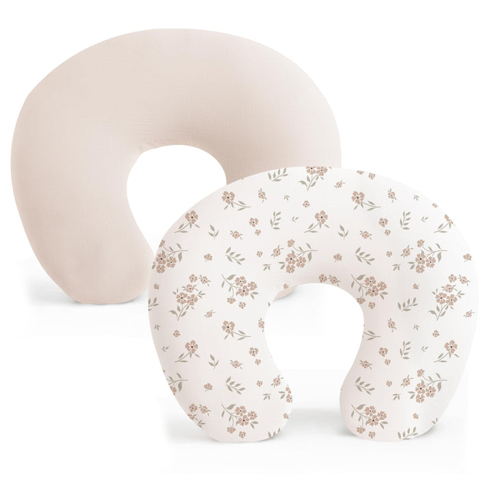 Konssy 2 Pack Nursing Pillow Covers, Soft Stretchy Cover for Breastfeeding Covers Only, Milk Silk Fabric, Breathable & Machine Washable, Slipcovers for Newborn Baby Boy Girl,