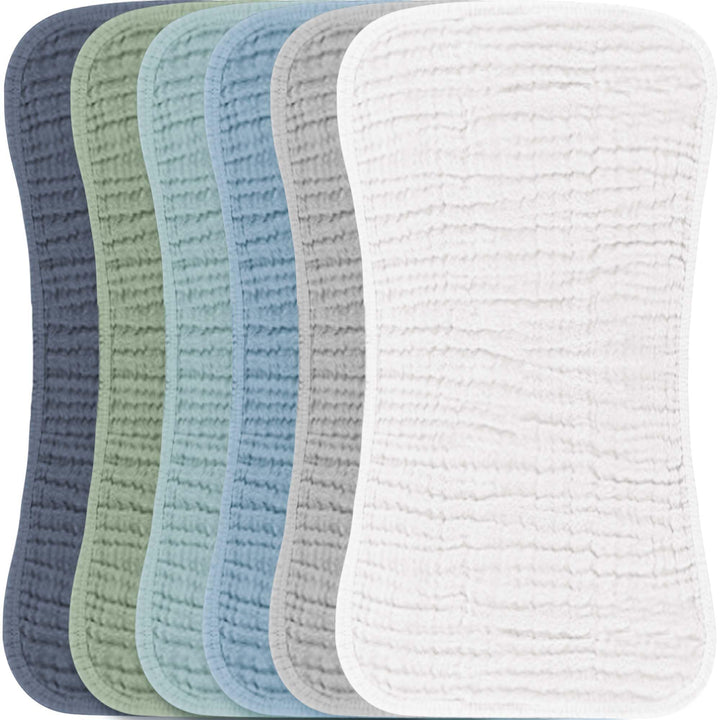 Konssy 6 Pack Large Muslin Baby Burp Cloths and Burp Rags Set for Newborn 100% Cotton, Super Soft & Absorbent, Shrink Resistant, Easy to Wash & Dry, Suitable for Unisex Boys & Girls