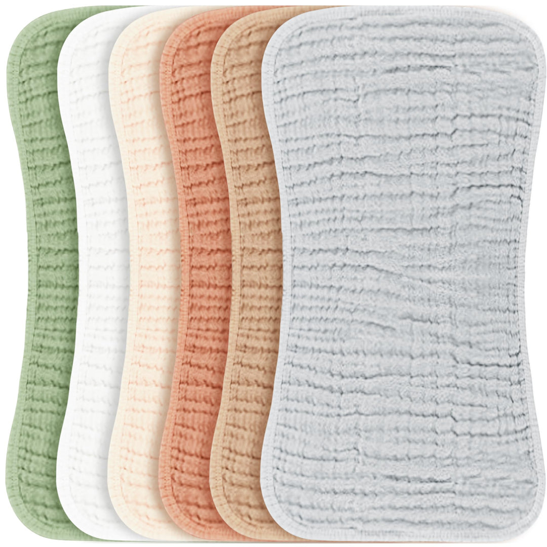 Konssy 6 Pack Large Muslin Baby Burp Cloths and Burp Rags Set for Newborn 100% Cotton, Super Soft & Absorbent, Shrink Resistant, Easy to Wash & Dry, Suitable for Unisex Boys & Girls
