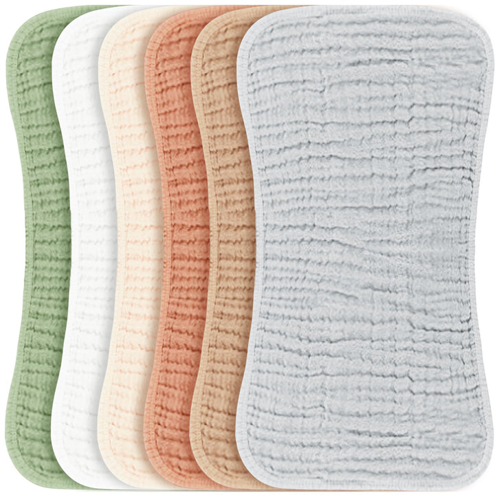 Konssy 6 Pack Large Muslin Baby Burp Cloths and Burp Rags Set for Newborn 100% Cotton, Super Soft & Absorbent, Shrink Resistant, Easy to Wash & Dry, Suitable for Unisex Boys & Girls