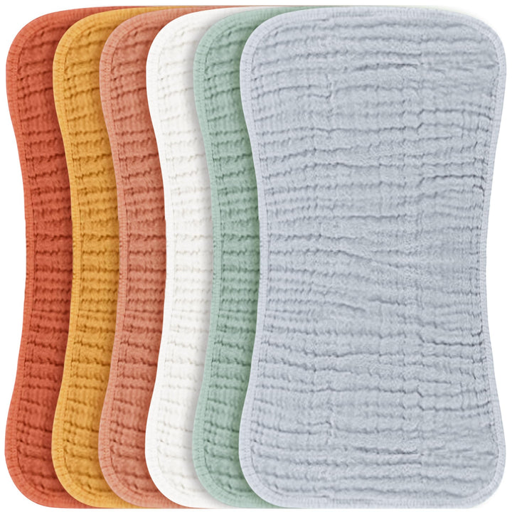 Konssy 6 Pack Large Muslin Baby Burp Cloths and Burp Rags Set for Newborn 100% Cotton, Super Soft & Absorbent, Shrink Resistant, Easy to Wash & Dry, Suitable for Unisex Boys & Girls