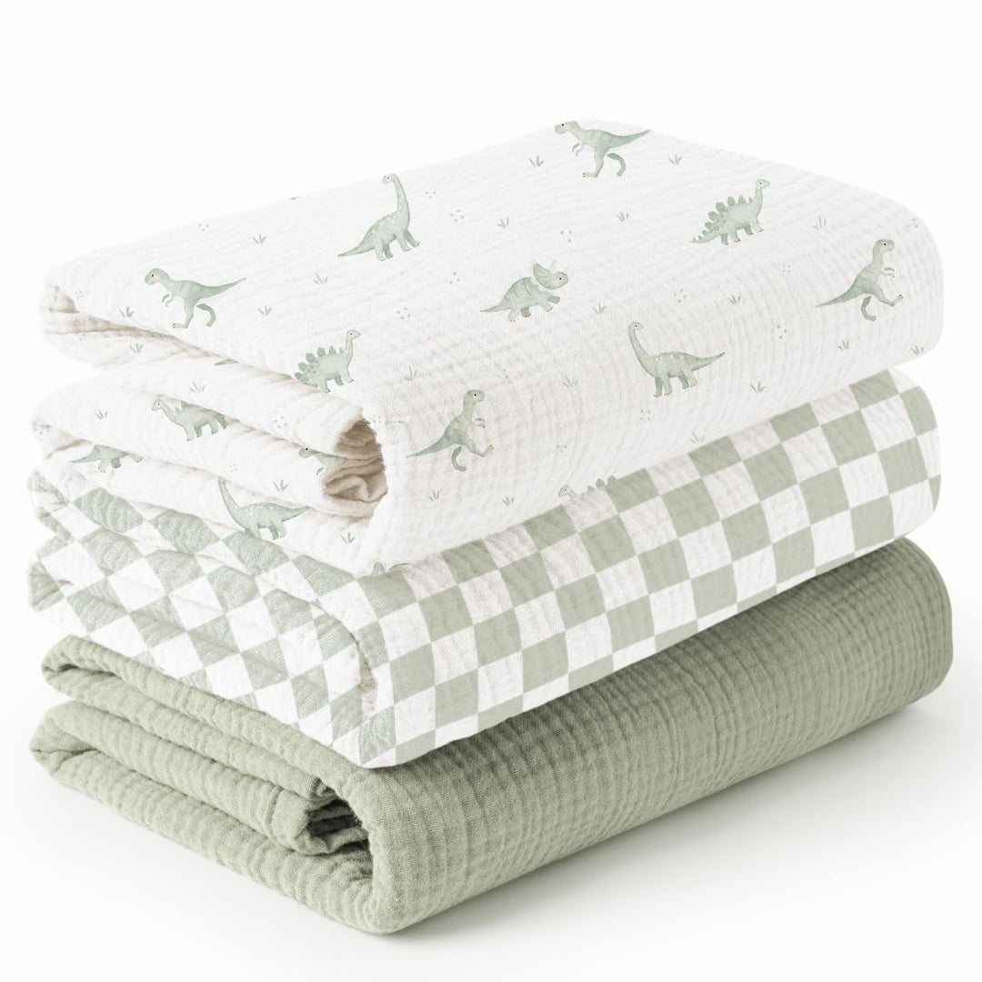 Konssy 3-Pack Muslin Baby Swaddle Blankets, 47 x 47 in Receiving Blankets Large Size, 100% Cotton, Ultra Soft & Breathable, Multi-Use Swaddles for Boys & Girls, from Newborn to Toddler