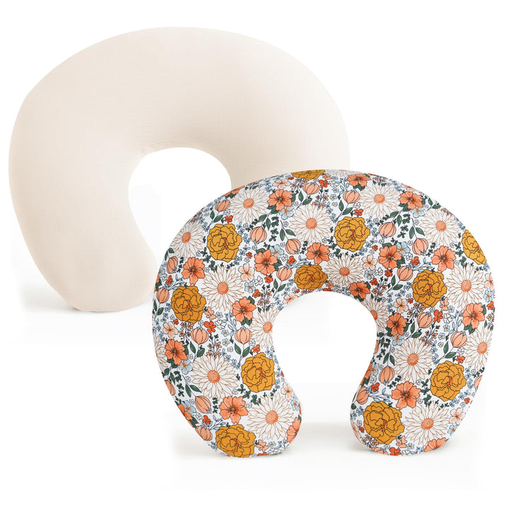 Konssy 2 Pack Nursing Pillow Covers, Soft Stretchy Cover for Breastfeeding Covers Only, Milk Silk Fabric, Breathable & Machine Washable, Slipcovers for Newborn Baby Boy Girl,