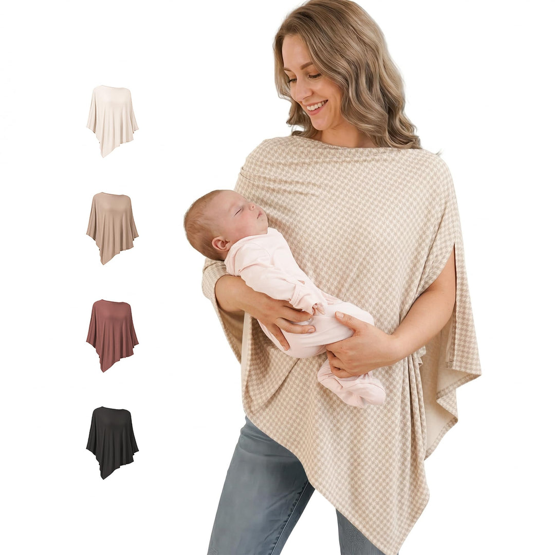 Konssy Rayon Made from Bamboo Nursing Cover for Breastfeeding Buttery Soft, Breathable & Stretchy, Wearable Nursing Poncho, Multi-Use Car Seat Canopy, 360° Full Privacy