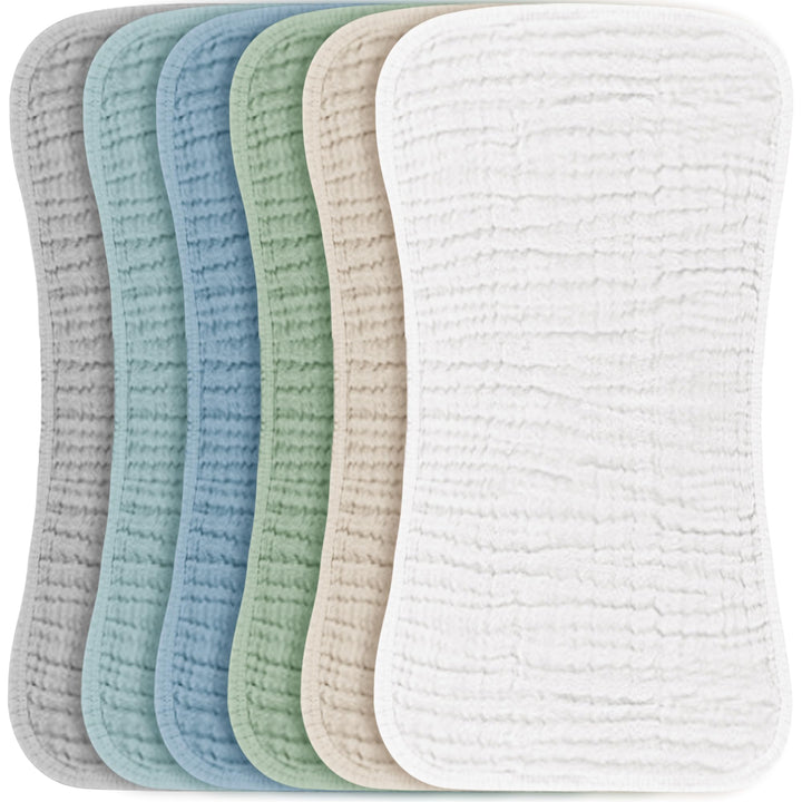 Konssy 6 Pack Large Muslin Baby Burp Cloths and Burp Rags Set for Newborn 100% Cotton, Super Soft & Absorbent, Shrink Resistant, Easy to Wash & Dry, Suitable for Unisex Boys & Girls