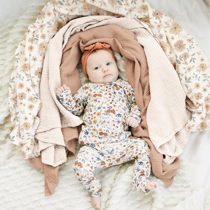 Konssy 3-Pack Muslin Baby Swaddle Blankets, 47 x 47 in Receiving Blankets Large Size, 100% Cotton, Ultra Soft & Breathable, Multi-Use Swaddles for Boys & Girls, from Newborn to Toddler
