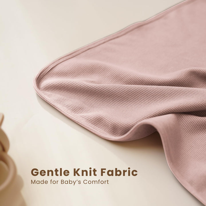 Konssy 2 Pack Ribbed Knit Swaddle Blankets for Baby Boys & Girls, 33"x42" Soft & Stretchy Knit, Lightweight & Cozy, for Swaddling, Receiving & Stroller, Newborn to Toddler