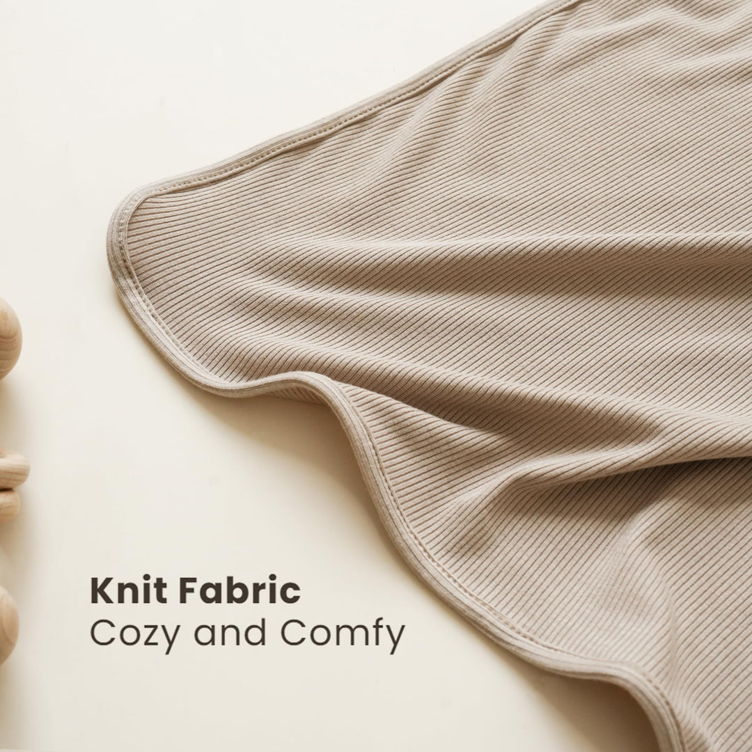 Konssy 2 Pack Ribbed Knit Swaddle Blankets for Baby Boys & Girls, 33"x42" Soft & Stretchy Knit, Lightweight & Cozy, for Swaddling, Receiving & Stroller, Newborn to Toddler