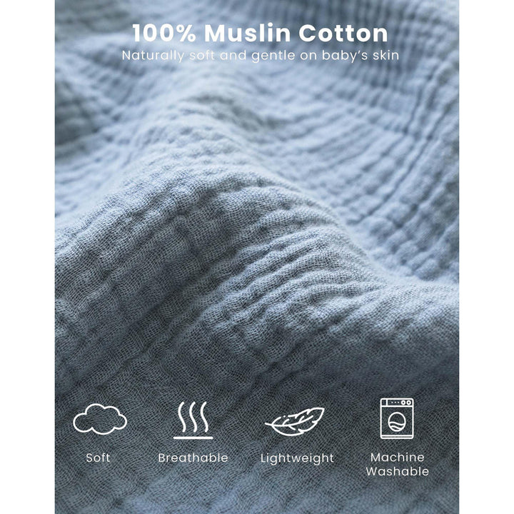Konssy Muslin Baby Sleep Sack 6-12 Months, 0.8 TOG Baby Wearable Blanket 2 Pack, Two-Way Zipper, 100% Cotton, Soft & Breathable Sleeping Sack, Infants and Toddlers Nursery Essentials