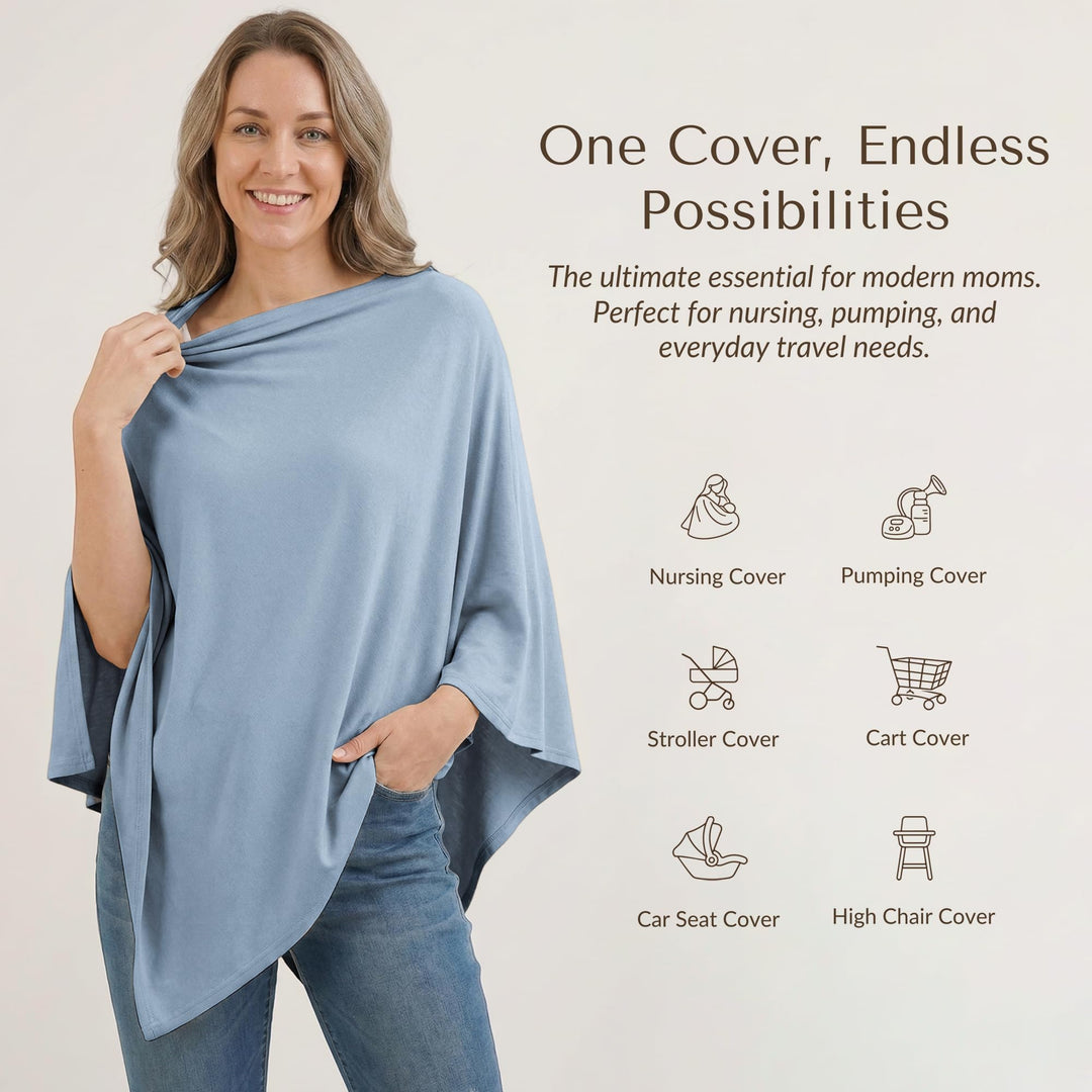 Konssy Rayon Made from Bamboo Nursing Cover for Breastfeeding Buttery Soft, Breathable & Stretchy, Wearable Nursing Poncho, Multi-Use Car Seat Canopy, 360° Full Privacy