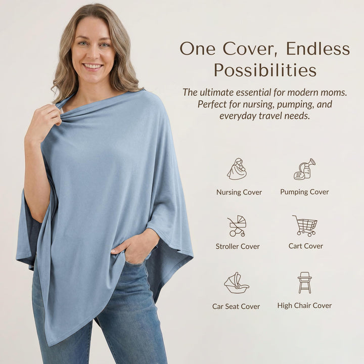 Konssy Rayon Made from Bamboo Nursing Cover for Breastfeeding Buttery Soft, Breathable & Stretchy, Wearable Nursing Poncho, Multi-Use Car Seat Canopy, 360° Full Privacy
