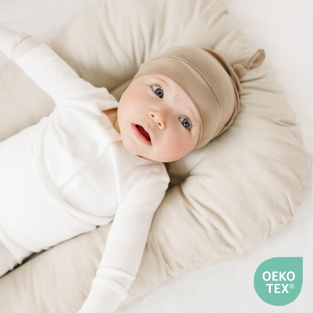 Konssy Baby Newborn Beanie Hat for Infant Girl Boy 0-6 Months Knot Sleepy Baby Hats, Buttery Soft & Stretchy Fabric, Preemie & Newborn Hospital Hat, for All Season