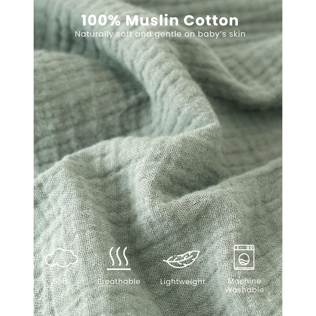 Konssy Muslin Baby Sleep Sack 6-12 Months, 0.8 TOG Baby Wearable Blanket 2 Pack, Two-Way Zipper, 100% Cotton, Soft & Breathable Sleeping Sack, Infants and Toddlers Nursery Essentials