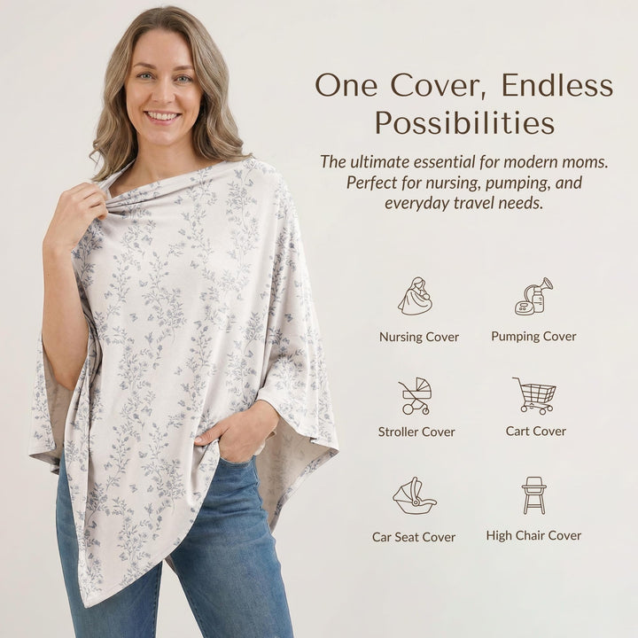 Konssy Rayon Made from Bamboo Nursing Cover for Breastfeeding Buttery Soft, Breathable & Stretchy, Wearable Nursing Poncho, Multi-Use Car Seat Canopy, 360° Full Privacy
