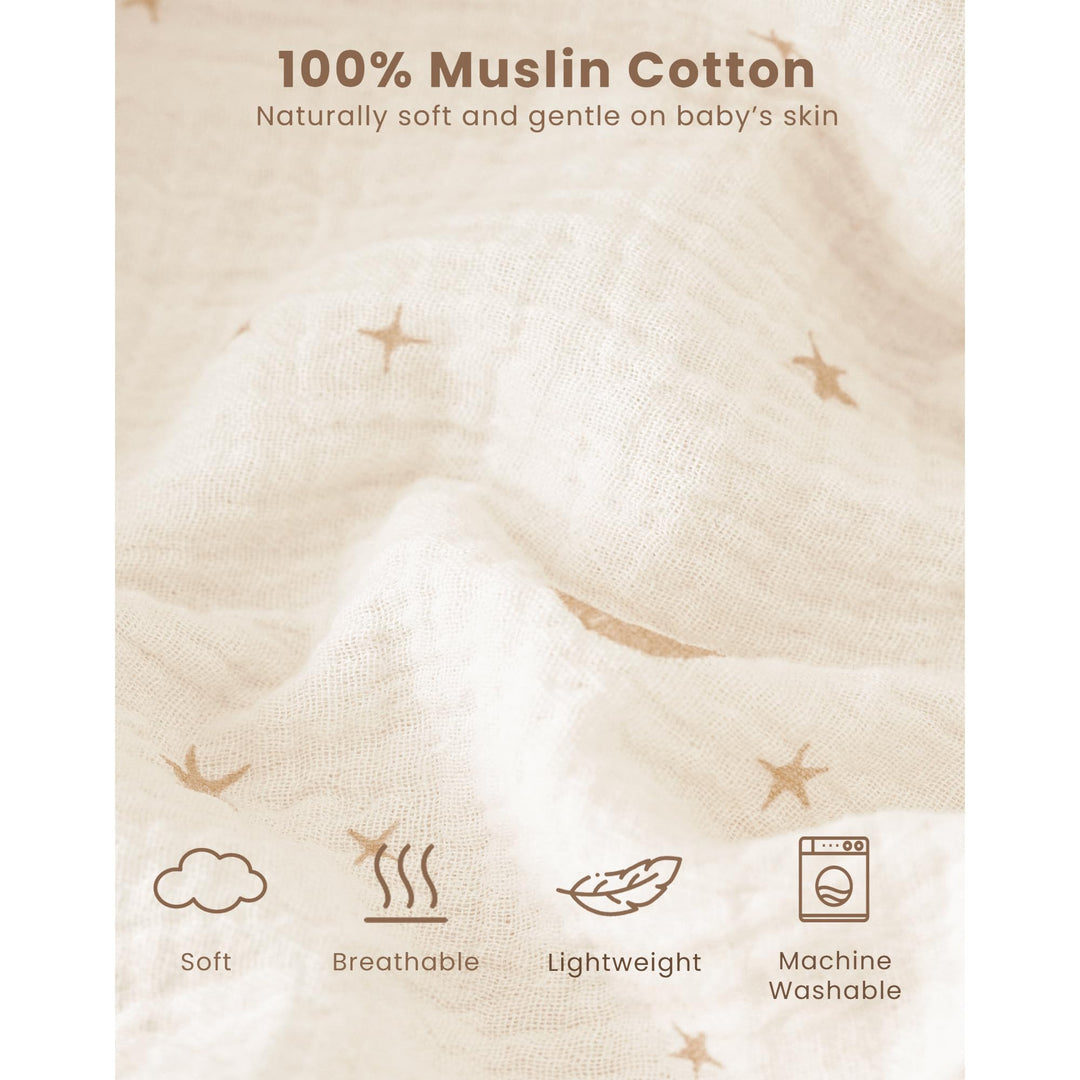 Konssy Muslin Baby Sleep Sack 6-12 Months, 0.8 TOG Baby Wearable Blanket 2 Pack, Two-Way Zipper, 100% Cotton, Soft & Breathable Sleeping Sack, Infants and Toddlers Nursery Essentials