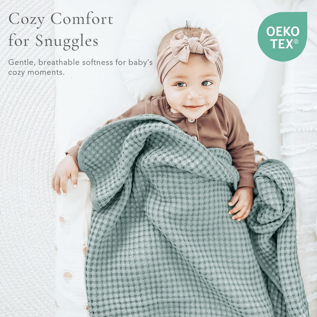 Konssy Waffle Baby Blanket for Boys & Girls, Soft Newborn Swaddle Blanket Waffle Knit, Cozy Crib Blanket Neutral for Nursery, Stroller & Toddler Bed, Machine Washable, 41" x 37"