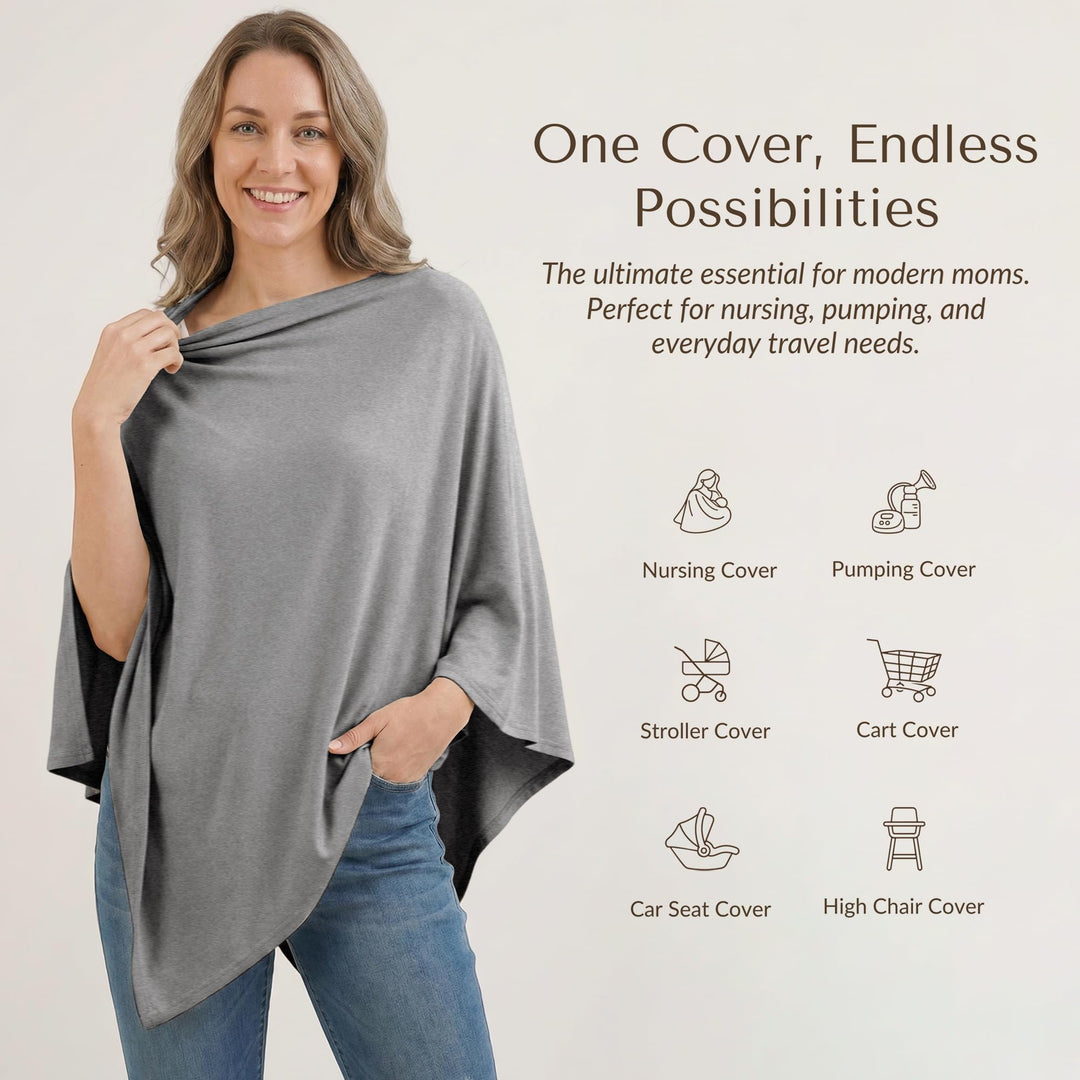 Konssy Rayon Made from Bamboo Nursing Cover for Breastfeeding Buttery Soft, Breathable & Stretchy, Wearable Nursing Poncho, Multi-Use Car Seat Canopy, 360° Full Privacy