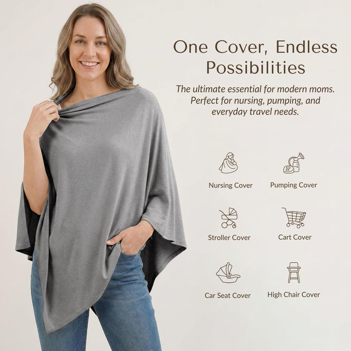 Konssy Rayon Made from Bamboo Nursing Cover for Breastfeeding Buttery Soft, Breathable & Stretchy, Wearable Nursing Poncho, Multi-Use Car Seat Canopy, 360° Full Privacy