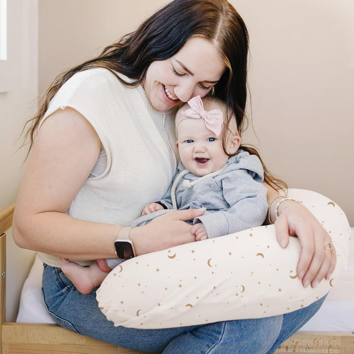 Konssy 2 Pack Nursing Pillow Covers, Soft Stretchy Cover for Breastfeeding Covers Only, Milk Silk Fabric, Breathable & Machine Washable, Slipcovers for Newborn Baby Boy Girl,
