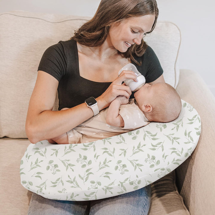 Konssy 2 Pack Nursing Pillow Covers, Soft Stretchy Cover for Breastfeeding Covers Only, Milk Silk Fabric, Breathable & Machine Washable, Slipcovers for Newborn Baby Boy Girl,