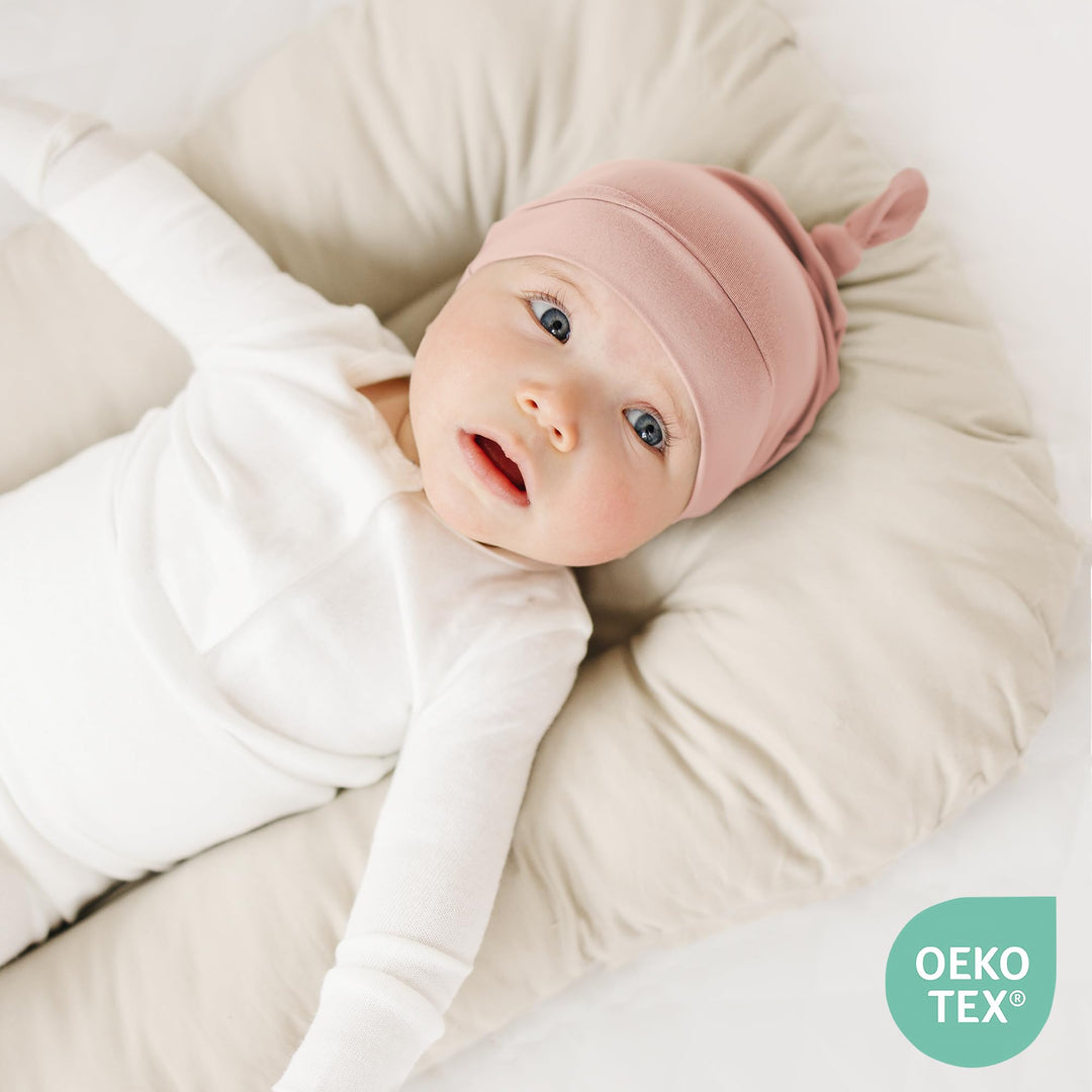 Konssy Baby Newborn Beanie Hat for Infant Girl Boy 0-6 Months Knot Sleepy Baby Hats, Buttery Soft & Stretchy Fabric, Preemie & Newborn Hospital Hat, for All Season