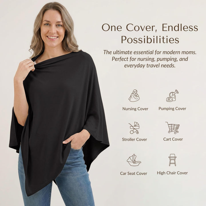 Konssy Rayon Made from Bamboo Nursing Cover for Breastfeeding Buttery Soft, Breathable & Stretchy, Wearable Nursing Poncho, Multi-Use Car Seat Canopy, 360° Full Privacy