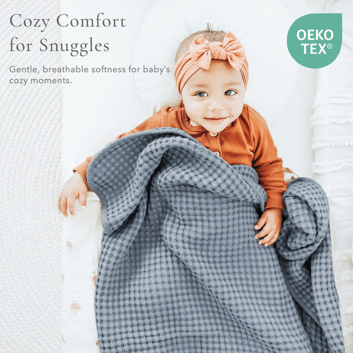 Konssy Waffle Baby Blanket for Boys & Girls, Soft Newborn Swaddle Blanket Waffle Knit, Cozy Crib Blanket Neutral for Nursery, Stroller & Toddler Bed, Machine Washable, 41" x 37"