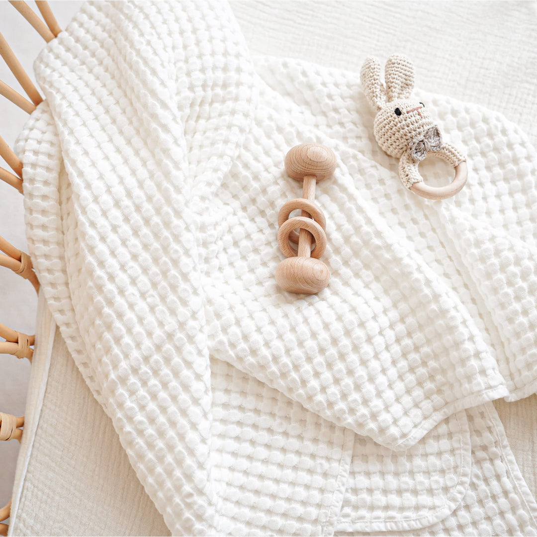 Konssy Waffle Baby Blanket for Boys & Girls, Soft Newborn Swaddle Blanket Waffle Knit, Cozy Crib Blanket Neutral for Nursery, Stroller & Toddler Bed, Machine Washable, 41" x 37"