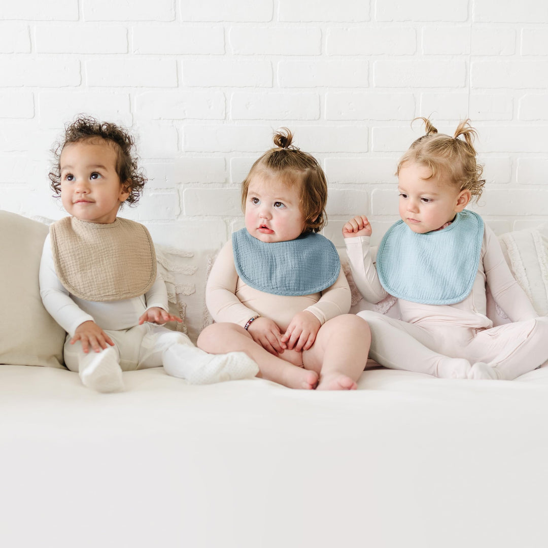 Konssy 6-Pack Muslin Cotton Baby Bibs for Drooling and Teething Soft Absorbent Front, Fleece Back Keeps Clothes Dry, Easy to Clean, Adjustable Fit for Boys & Girls Ages 0-36 Months