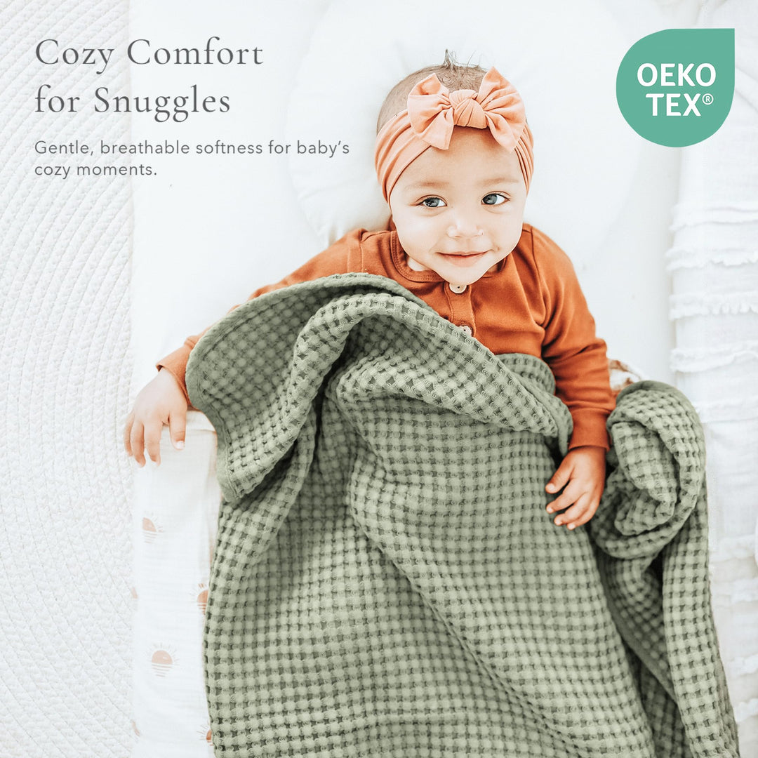 Konssy Waffle Baby Blanket for Boys & Girls, Soft Newborn Swaddle Blanket Waffle Knit, Cozy Crib Blanket Neutral for Nursery, Stroller & Toddler Bed, Machine Washable, 41" x 37"