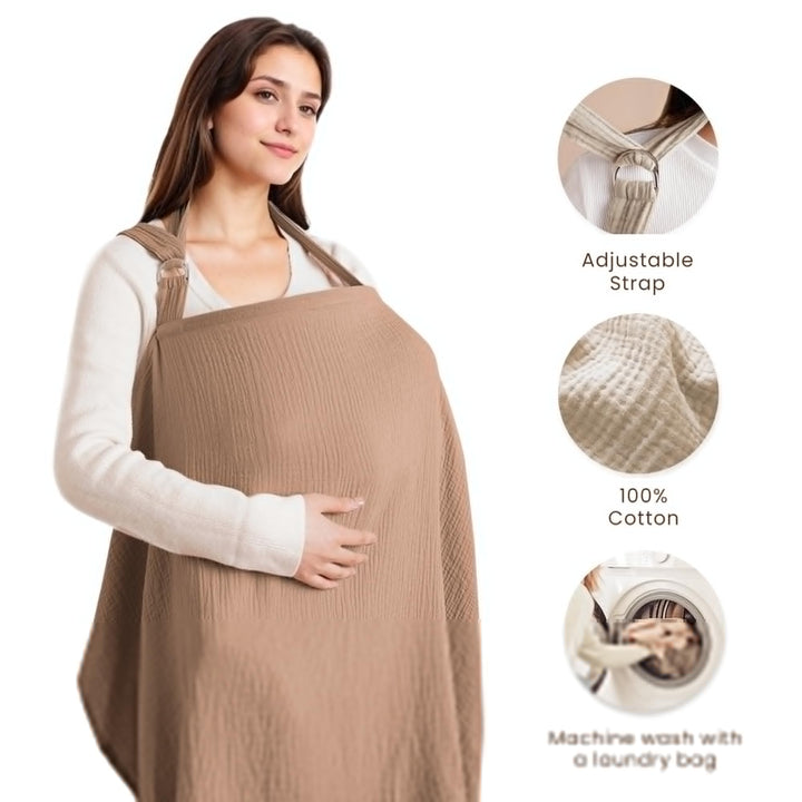 Konssy Muslin Nursing Cover Up for Breastfeeding with Rigid Hoop 100% Cotton Nursing Apron, Lightweight & Breathable, Carseat Canopy, Breast Feeding Covers for Women
