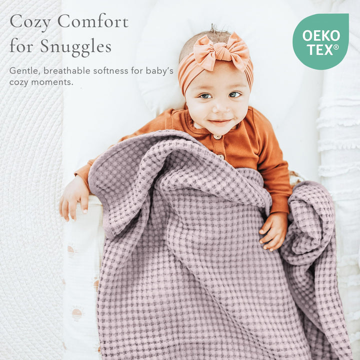 Konssy Waffle Baby Blanket for Boys & Girls, Soft Newborn Swaddle Blanket Waffle Knit, Cozy Crib Blanket Neutral for Nursery, Stroller & Toddler Bed, Machine Washable, 41" x 37"