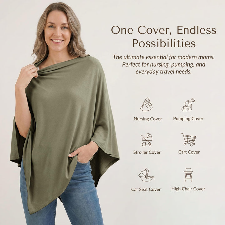 Konssy Rayon Made from Bamboo Nursing Cover for Breastfeeding Buttery Soft, Breathable & Stretchy, Wearable Nursing Poncho, Multi-Use Car Seat Canopy, 360° Full Privacy