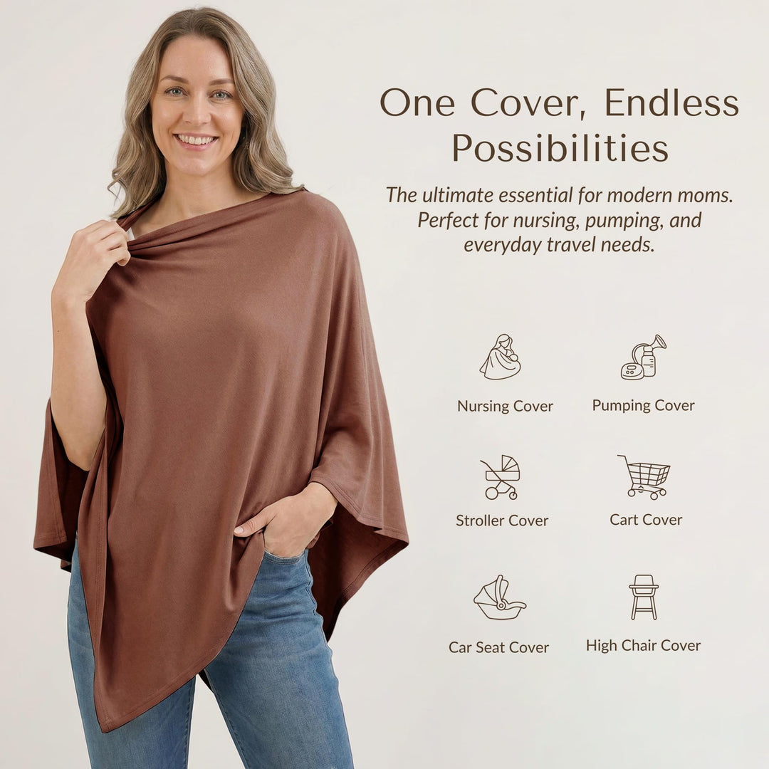 Konssy Rayon Made from Bamboo Nursing Cover for Breastfeeding Buttery Soft, Breathable & Stretchy, Wearable Nursing Poncho, Multi-Use Car Seat Canopy, 360° Full Privacy