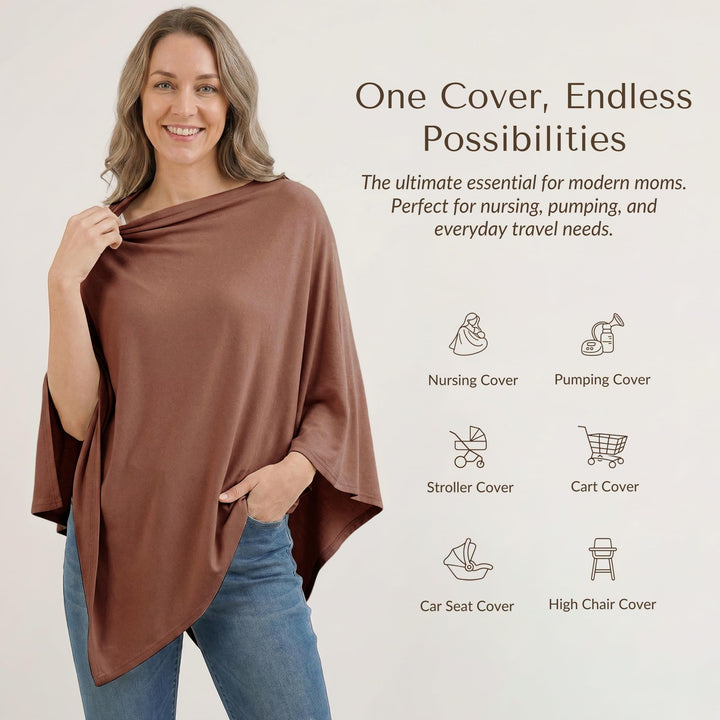 Konssy Rayon Made from Bamboo Nursing Cover for Breastfeeding Buttery Soft, Breathable & Stretchy, Wearable Nursing Poncho, Multi-Use Car Seat Canopy, 360° Full Privacy