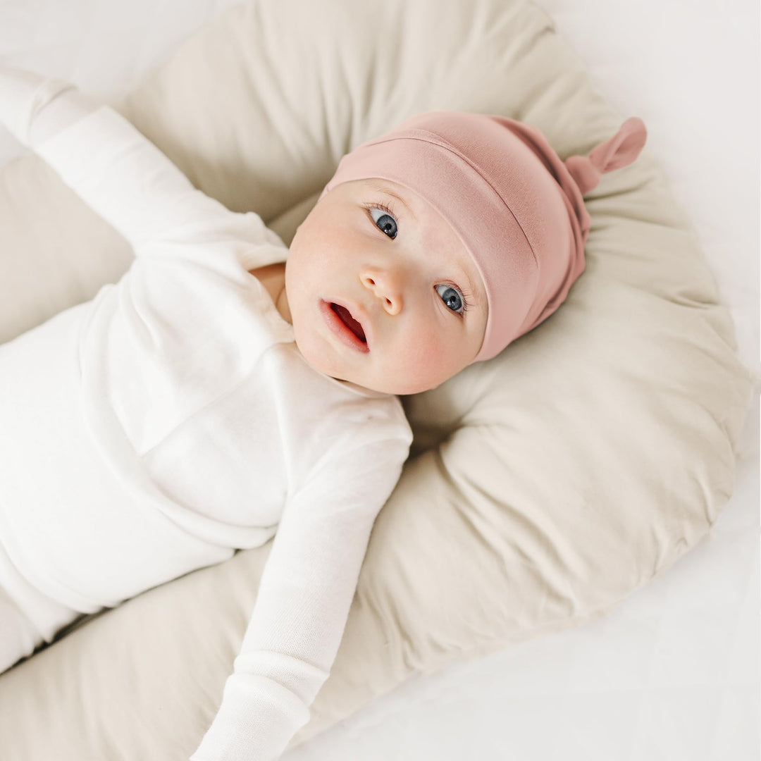 Konssy Baby Newborn Beanie Hat for Infant Girl Boy 0-6 Months Knot Sleepy Baby Hats, Buttery Soft & Stretchy Fabric, Preemie & Newborn Hospital Hat, for All Season