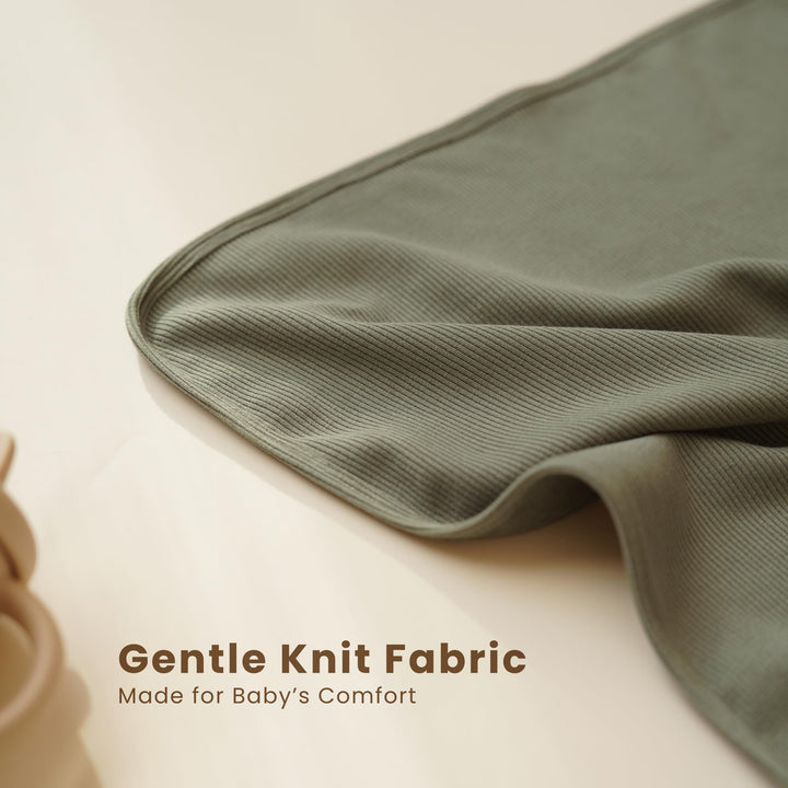 Konssy 2 Pack Ribbed Knit Swaddle Blankets for Baby Boys & Girls, 33"x42" Soft & Stretchy Knit, Lightweight & Cozy, for Swaddling, Receiving & Stroller, Newborn to Toddler