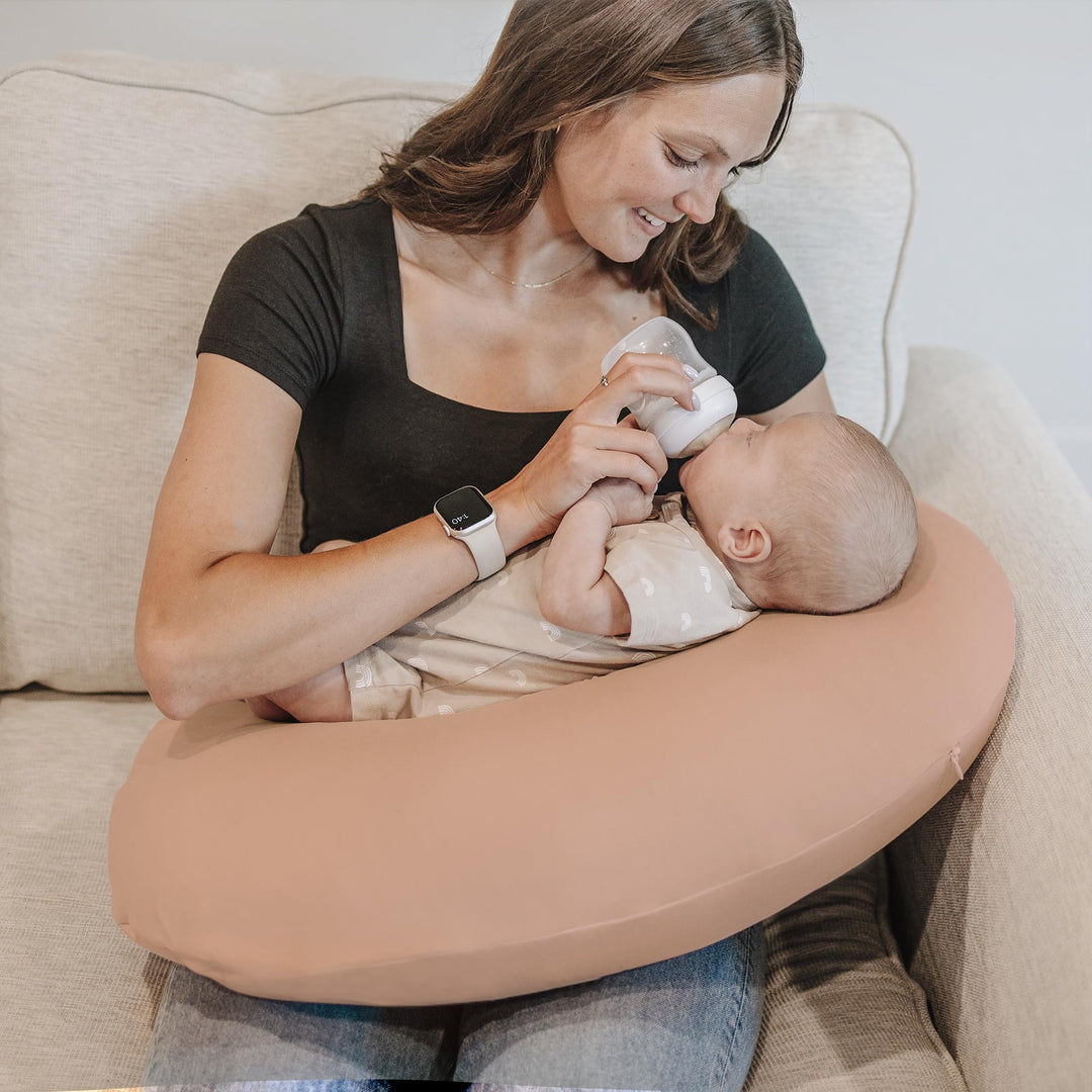 Konssy 2 Pack Nursing Pillow Covers, Soft Stretchy Cover for Breastfeeding Covers Only, Milk Silk Fabric, Breathable & Machine Washable, Slipcovers for Newborn Baby Boy Girl,