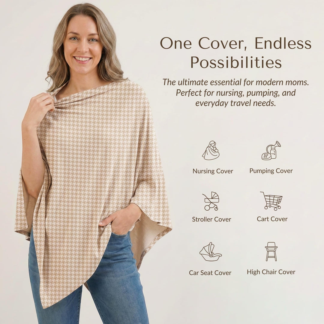Konssy Rayon Made from Bamboo Nursing Cover for Breastfeeding Buttery Soft, Breathable & Stretchy, Wearable Nursing Poncho, Multi-Use Car Seat Canopy, 360° Full Privacy