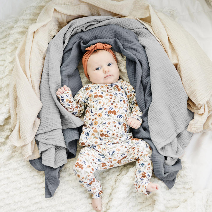 Konssy 3-Pack Muslin Baby Swaddle Blankets, 47 x 47 in Receiving Blankets Large Size, 100% Cotton, Ultra Soft & Breathable, Multi-Use Swaddles for Boys & Girls, from Newborn to Toddler